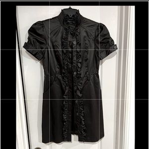 Bebe black satin trench coat dress size medium
